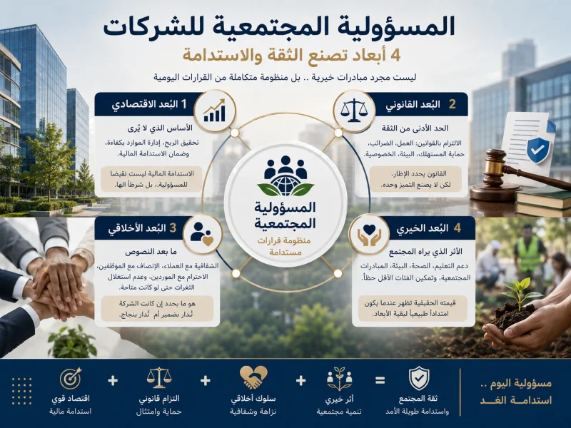 ما هي الأبعاد الأربعة للمسؤولية المجتمعية؟